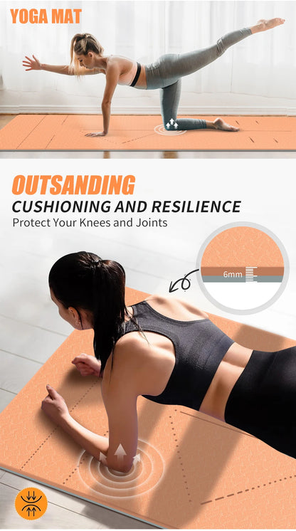 WESTTUNE Tapis de yoga antidérapant, tapis de fitness pour pilates respectueux de l'environnement Tapis de yoga anti-déchirure avec sangle de transport et sac pour femme