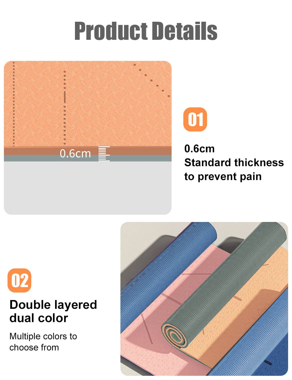 WESTTUNE Tapis de yoga antidérapant, tapis de fitness pour pilates respectueux de l'environnement Tapis de yoga anti-déchirure avec sangle de transport et sac pour femme