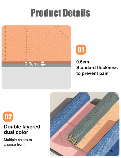 WESTTUNE Tapis de yoga antidérapant, tapis de fitness pour pilates respectueux de l'environnement Tapis de yoga anti-déchirure avec sangle de transport et sac pour femme