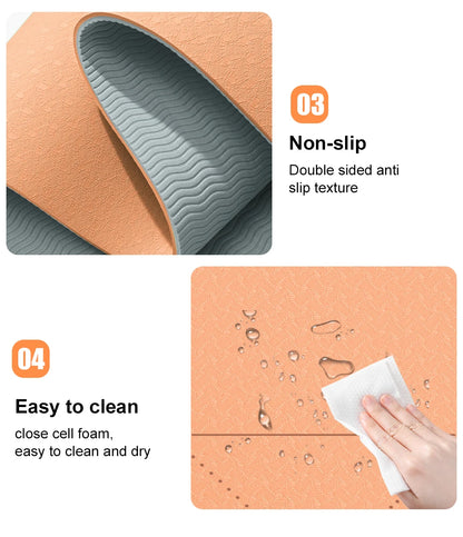 WESTTUNE Tapis de yoga antidérapant, tapis de fitness pour pilates respectueux de l'environnement Tapis de yoga anti-déchirure avec sangle de transport et sac pour femme