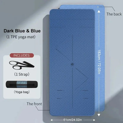 WESTTUNE Tapis de yoga antidérapant, tapis de fitness pour pilates respectueux de l'environnement Tapis de yoga anti-déchirure avec sangle de transport et sac pour femme