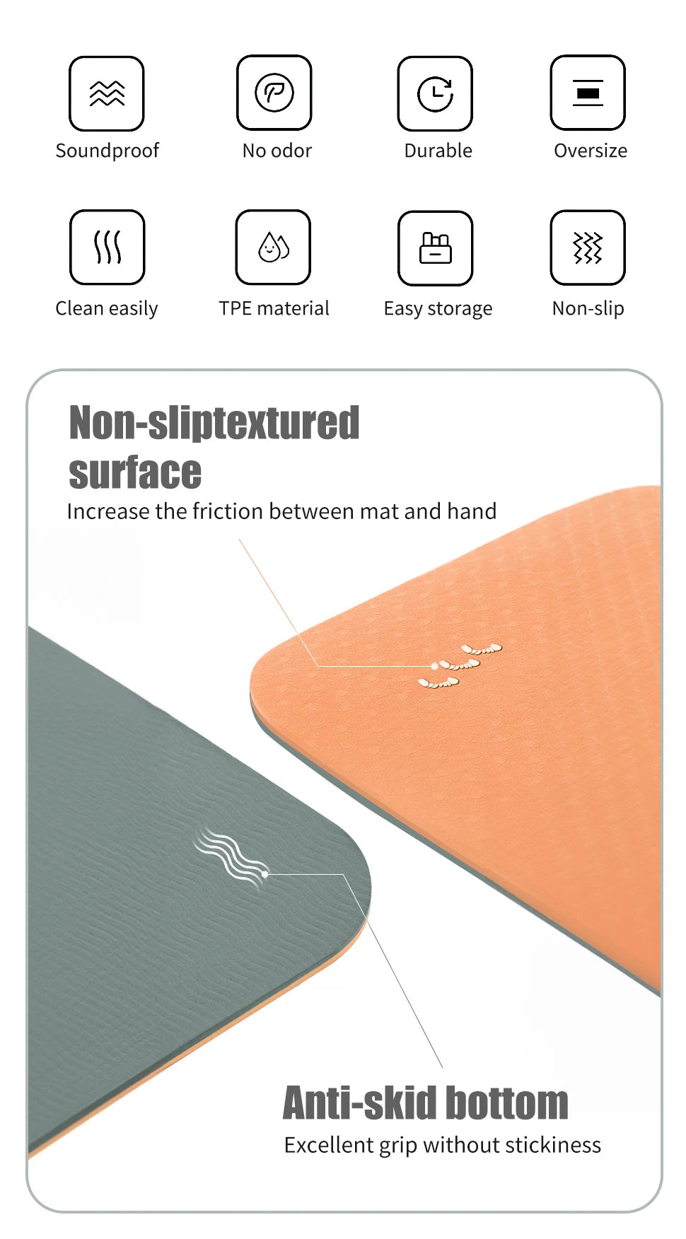 WESTTUNE Tapis de yoga antidérapant, tapis de fitness pour pilates respectueux de l'environnement Tapis de yoga anti-déchirure avec sangle de transport et sac pour femme