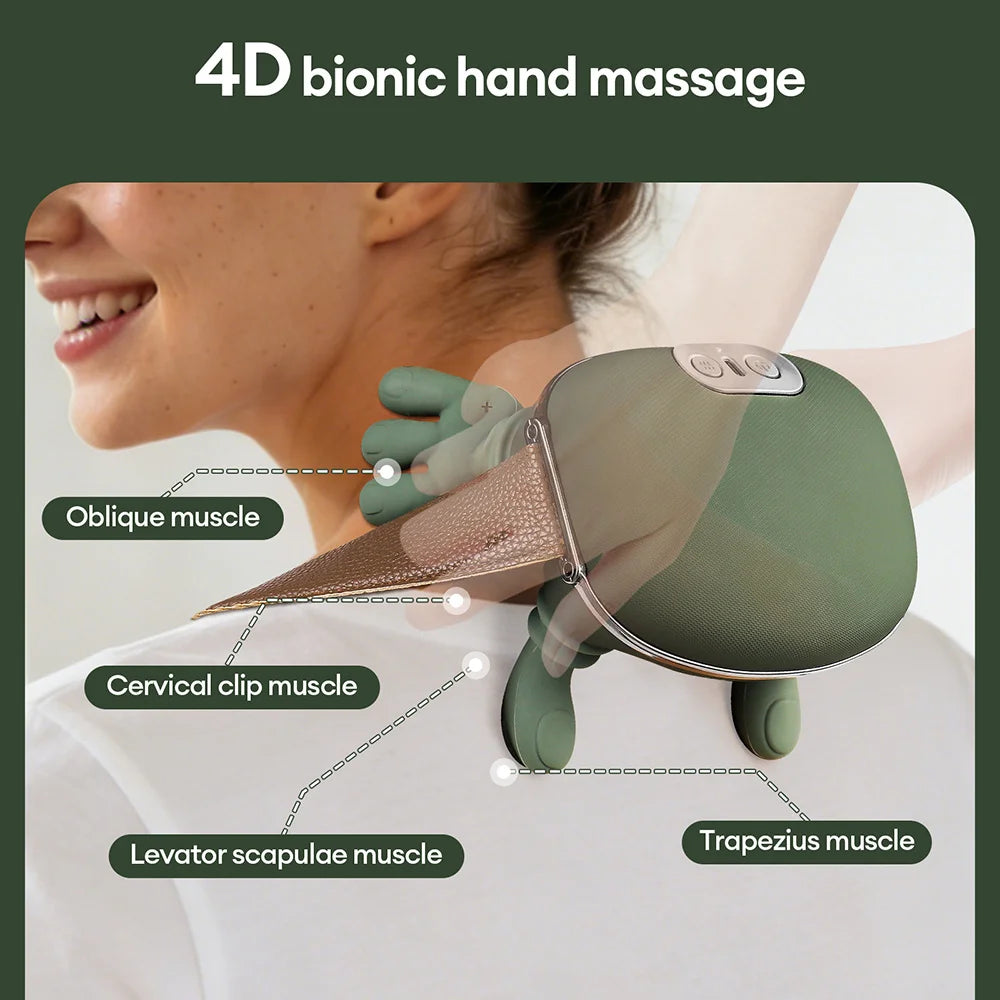 Masseur bionique 4D pour les doigts, le cou et les épaules, sans fil, Trapezius cervical, pétrissage, châle, moteur sans balais