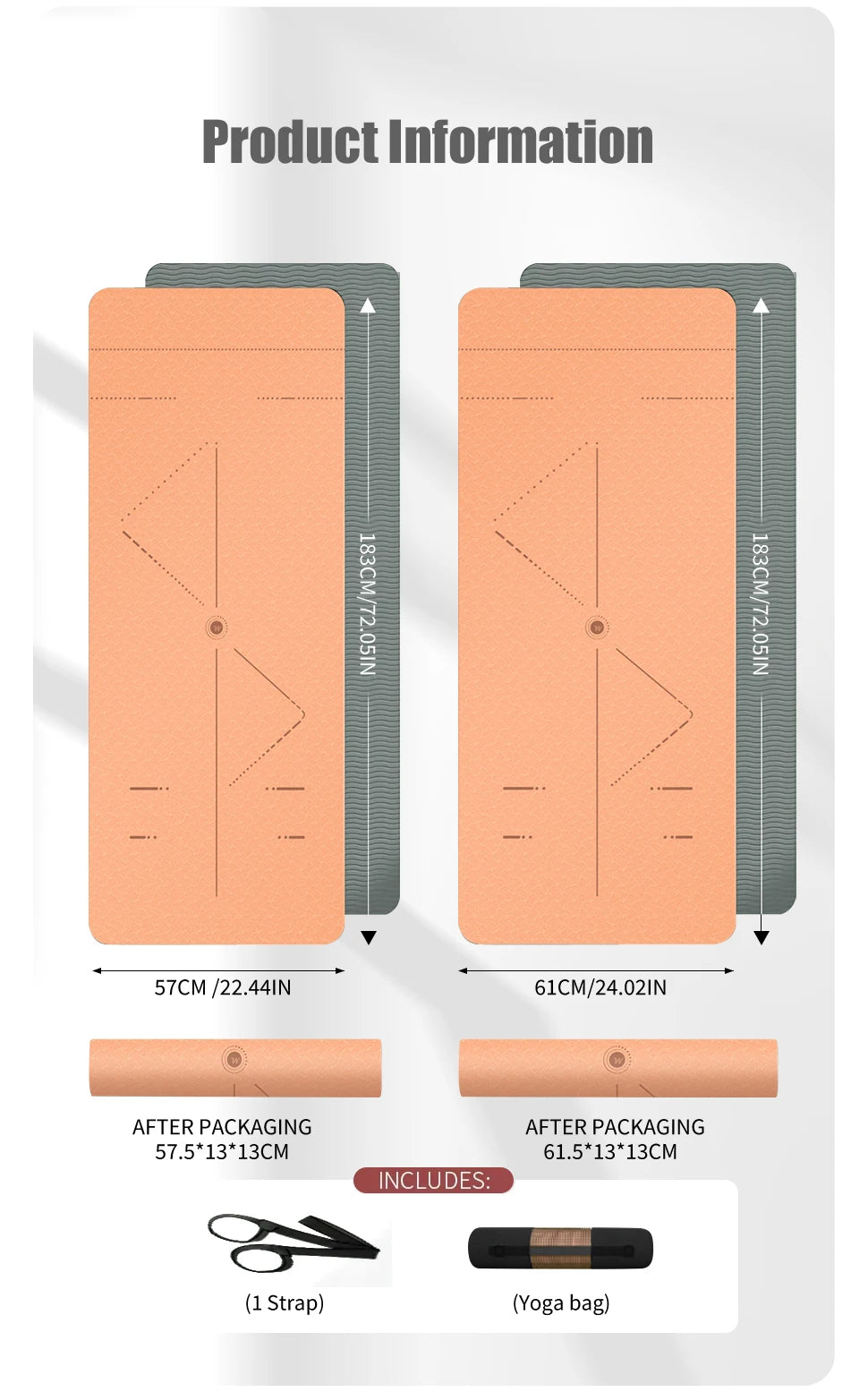 WESTTUNE Tapis de yoga antidérapant, tapis de fitness pour pilates respectueux de l'environnement Tapis de yoga anti-déchirure avec sangle de transport et sac pour femme