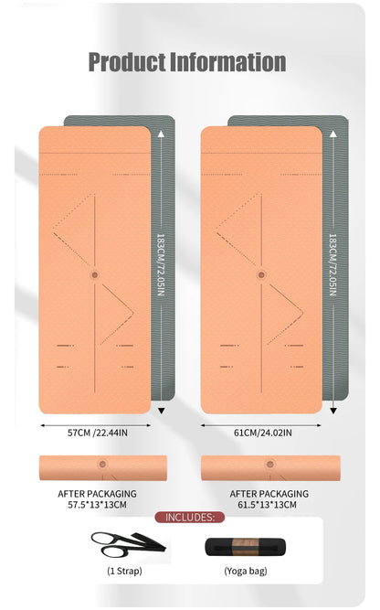 WESTTUNE Tapis de yoga antidérapant, tapis de fitness pour pilates respectueux de l'environnement Tapis de yoga anti-déchirure avec sangle de transport et sac pour femme