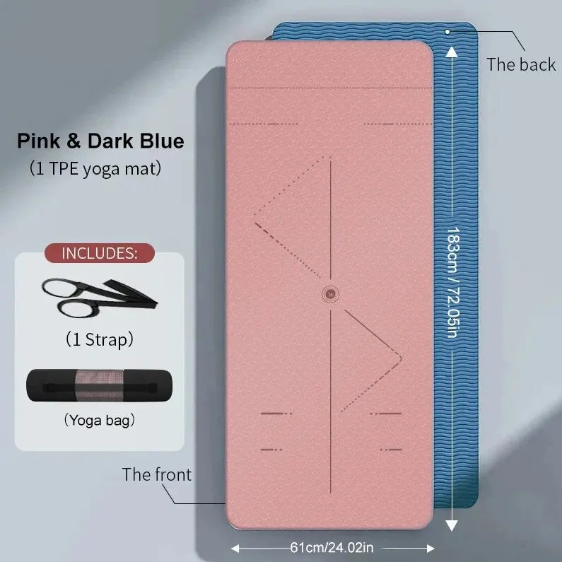 WESTTUNE Tapis de yoga antidérapant, tapis de fitness pour pilates respectueux de l'environnement Tapis de yoga anti-déchirure avec sangle de transport et sac pour femme