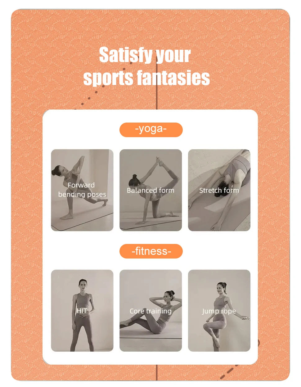 WESTTUNE Tapis de yoga antidérapant, tapis de fitness pour pilates respectueux de l'environnement Tapis de yoga anti-déchirure avec sangle de transport et sac pour femme