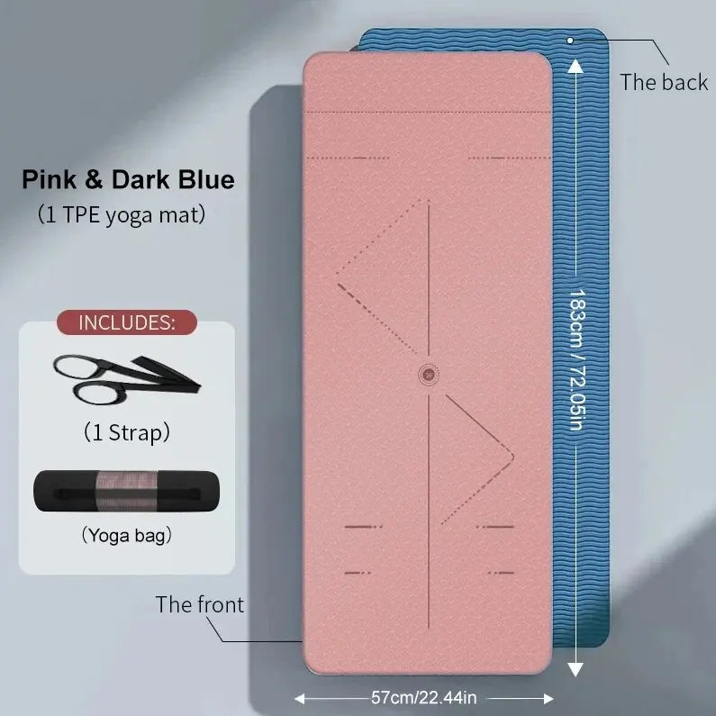 WESTTUNE Tapis de yoga antidérapant, tapis de fitness pour pilates respectueux de l'environnement Tapis de yoga anti-déchirure avec sangle de transport et sac pour femme