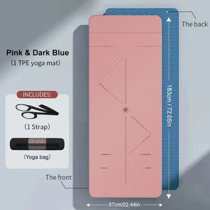 WESTTUNE Tapis de yoga antidérapant, tapis de fitness pour pilates respectueux de l'environnement Tapis de yoga anti-déchirure avec sangle de transport et sac pour femme